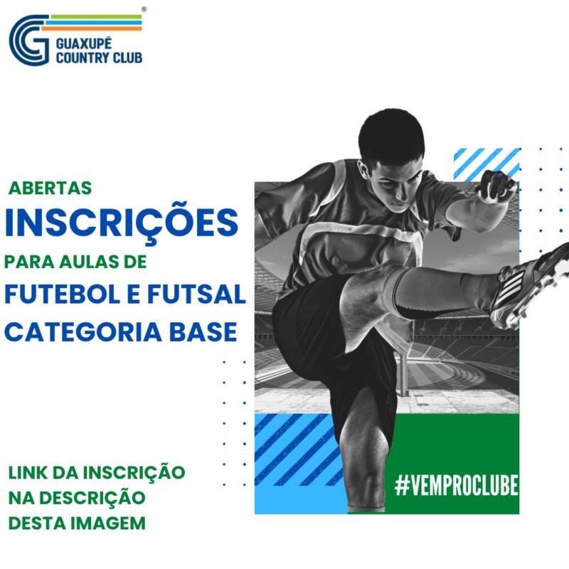 Abertas as inscrições para aulas de Futebol e Futsal Categorias de Base